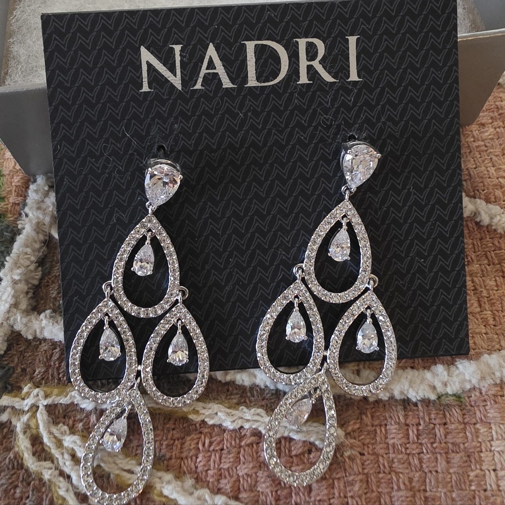 Nadri Silver Teardrop Earrings